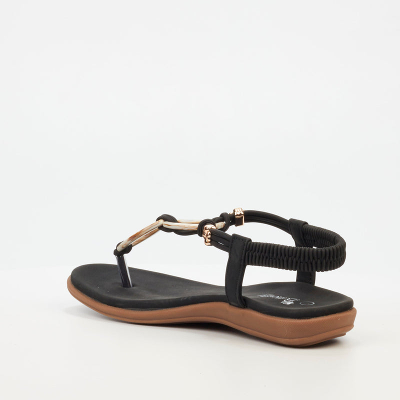 Butterfly Feet Geri 1 Flat Sandal - Black footwear Butterfly Feet   