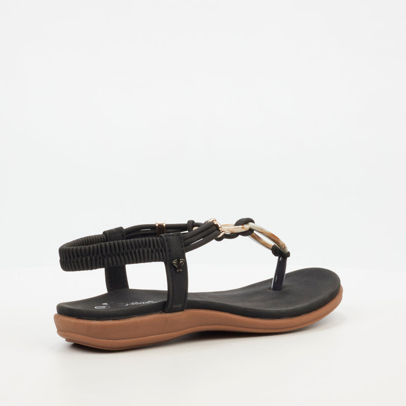 Butterfly Feet Geri 1 Flat Sandal - Black footwear Butterfly Feet   