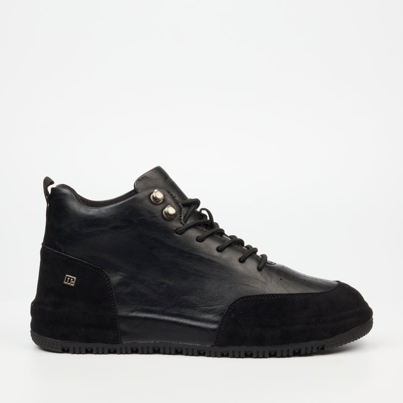 Mazerata Giger 1 Faux Wax / Wax Suede Sneaker - Black footwear Mazerata   