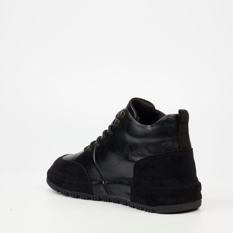 Mazerata Giger 1 Faux Wax / Wax Suede Sneaker - Black footwear Mazerata   