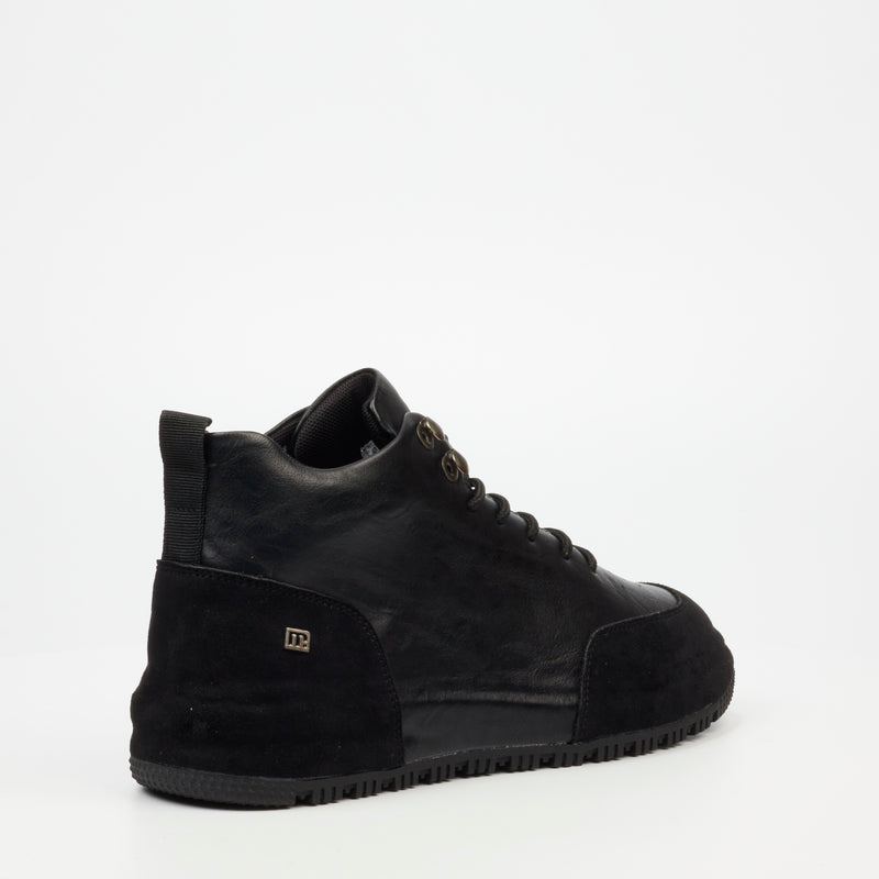 Mazerata Giger 1 Faux Wax / Wax Suede Sneaker - Black footwear Mazerata   