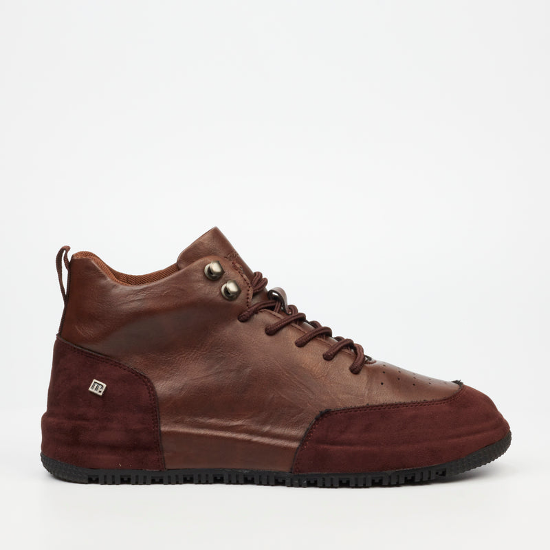 Mazerata Giger 1 Faux Wax / Wax Suede Sneaker - Chocolate footwear Mazerata   