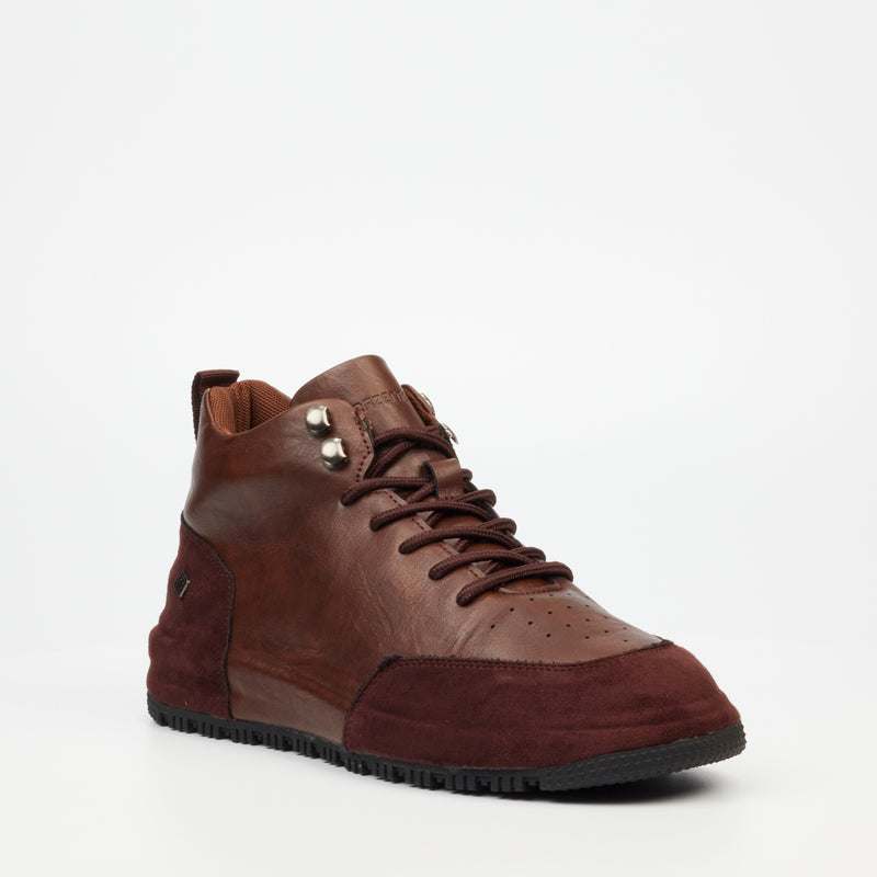 Mazerata Giger 1 Faux Wax / Wax Suede Sneaker - Chocolate footwear Mazerata   