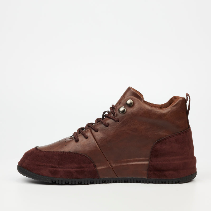 Mazerata Giger 1 Faux Wax / Wax Suede Sneaker - Chocolate footwear Mazerata   