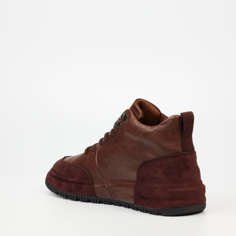 Mazerata Giger 1 Faux Wax / Wax Suede Sneaker - Chocolate footwear Mazerata   