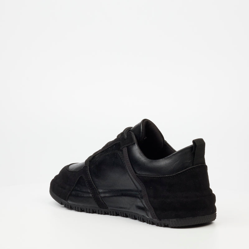 Mazerata Giger 2 Faux Wax / Faux Suede Sneaker - Black footwear Mazerata   