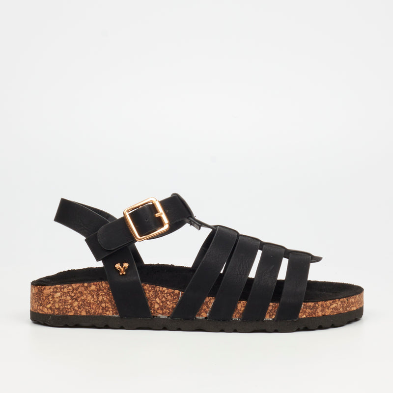 Butterfly Feet Hallie 4 Flat Sandal - Black footwear Butterfly Feet   