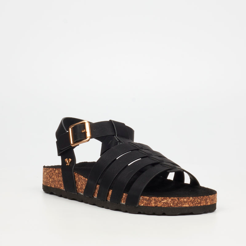 Butterfly Feet Hallie 4 Flat Sandal - Black footwear Butterfly Feet   