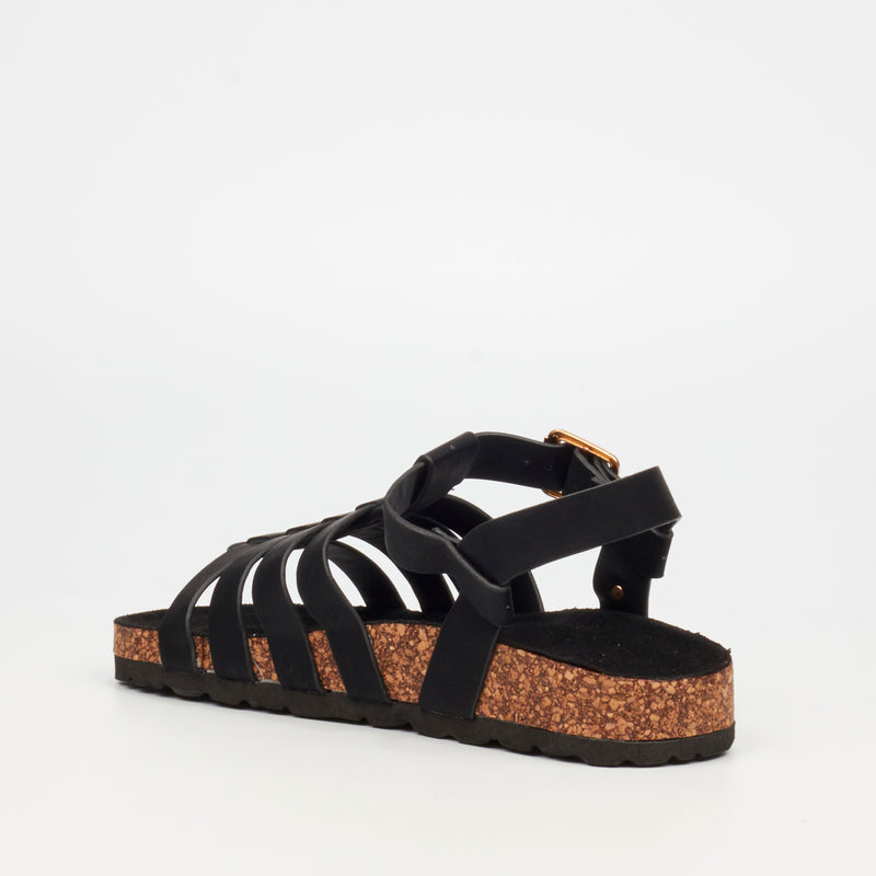 Butterfly Feet Hallie 4 Flat Sandal - Black footwear Butterfly Feet   