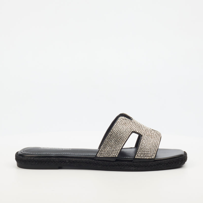 Miss Black Harper 1 Flat Sandal - Black footwear Miss Black   