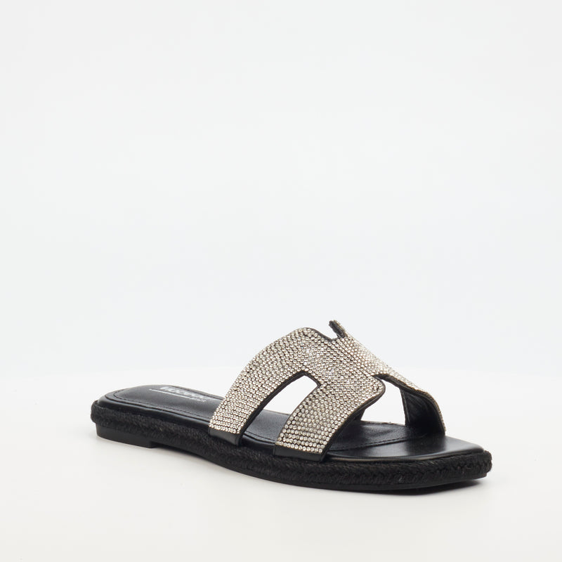 Miss Black Harper 1 Flat Sandal - Black footwear Miss Black   