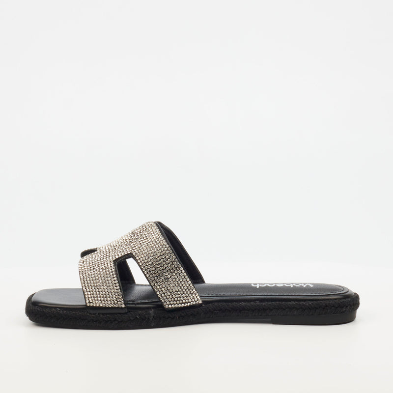 Miss Black Harper 1 Flat Sandal - Black footwear Miss Black   