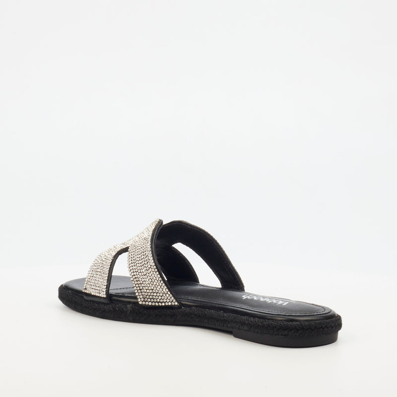 Miss Black Harper 1 Flat Sandal - Black footwear Miss Black   