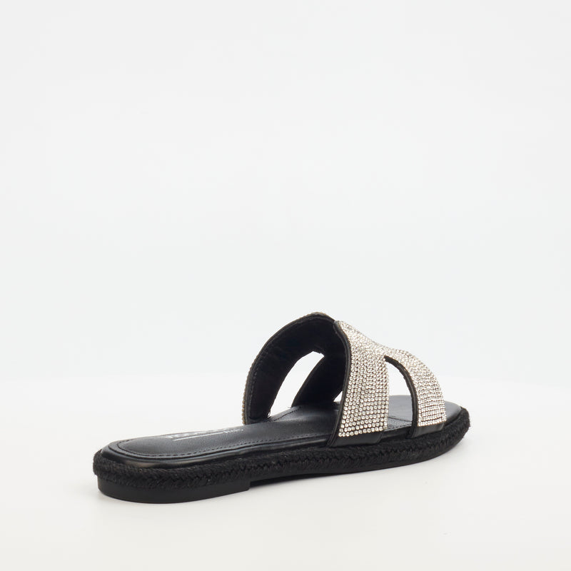 Miss Black Harper 1 Flat Sandal - Black footwear Miss Black   