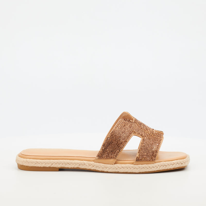 Miss Black Harper 1 Flat Sandal - Camel footwear Miss Black   