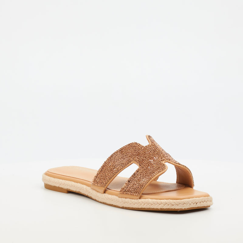 Miss Black Harper 1 Flat Sandal - Camel footwear Miss Black   