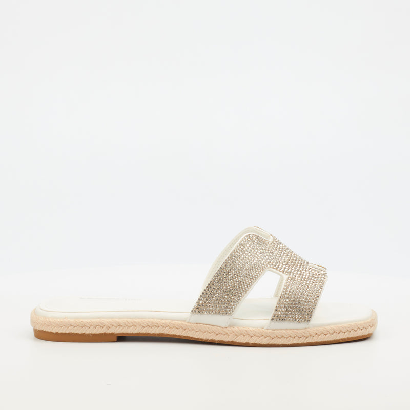 Miss Black Harper 1 Flat Sandal - White footwear Miss Black   