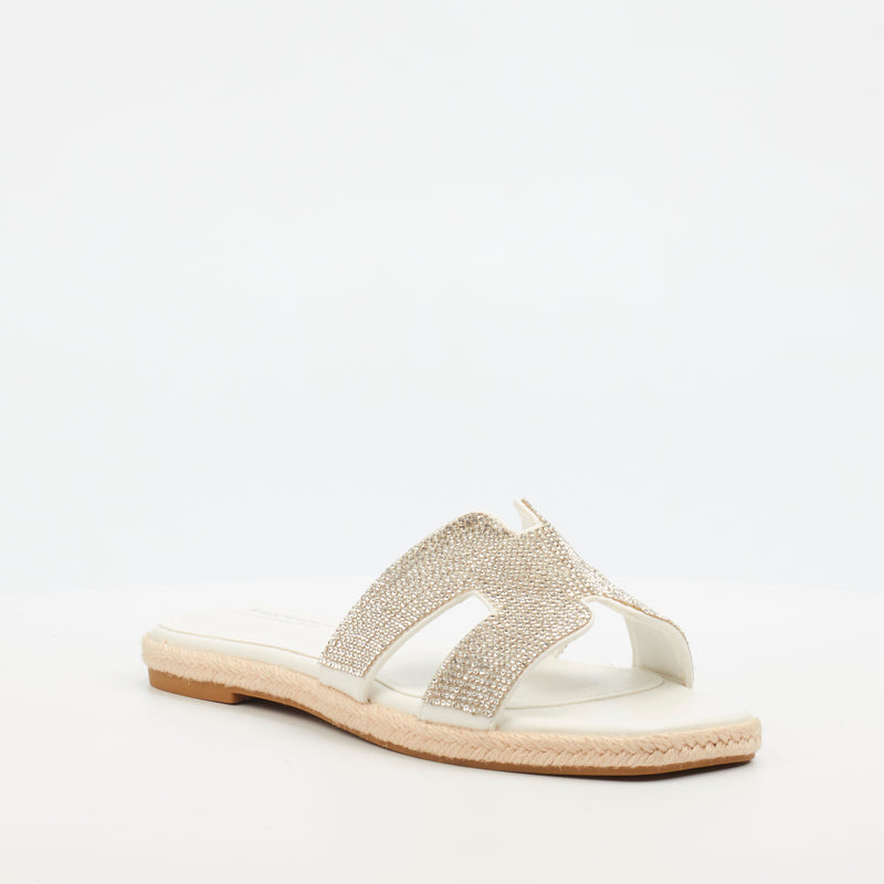 Miss Black Harper 1 Flat Sandal - White footwear Miss Black   