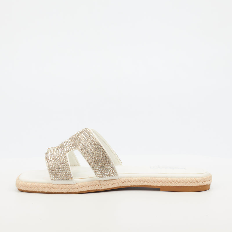 Miss Black Harper 1 Flat Sandal - White footwear Miss Black   