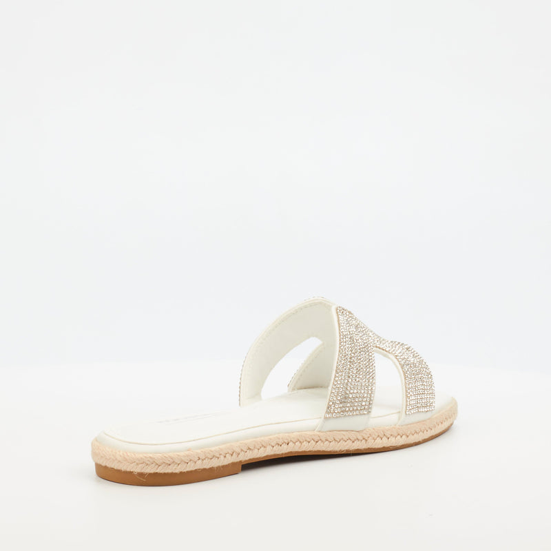 Miss Black Harper 1 Flat Sandal - White footwear Miss Black   