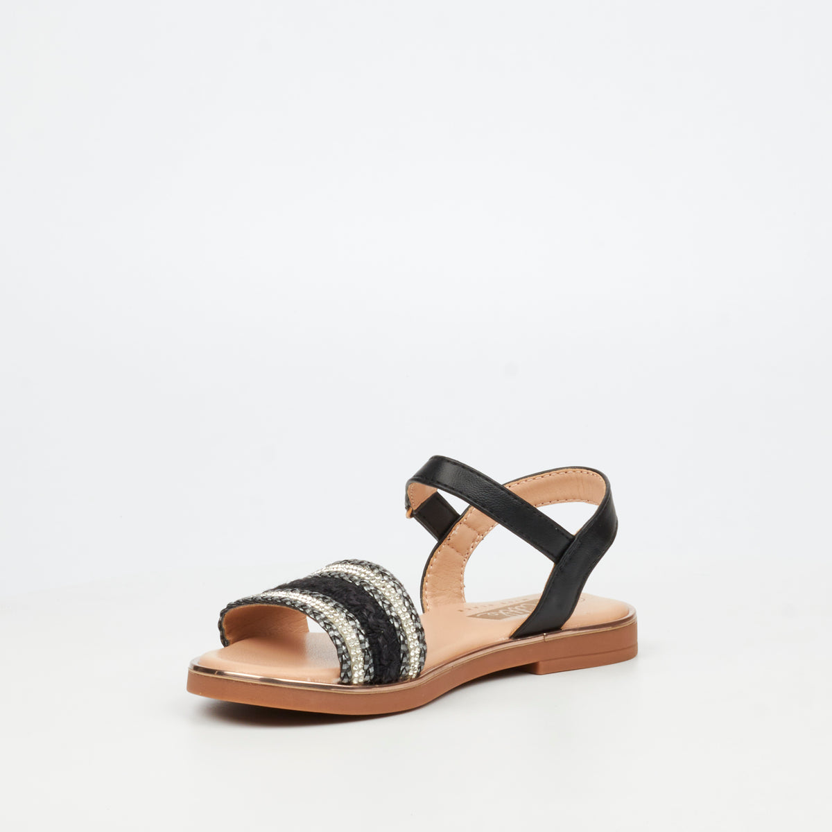 Little Miss Black Heavenly 3 Flat Sandal - Black