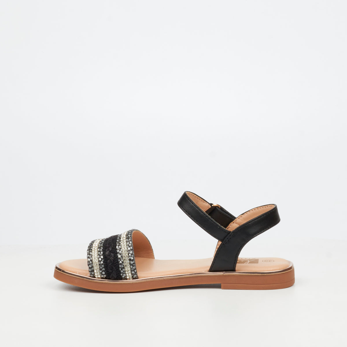 Little Miss Black Heavenly 3 Flat Sandal - Black