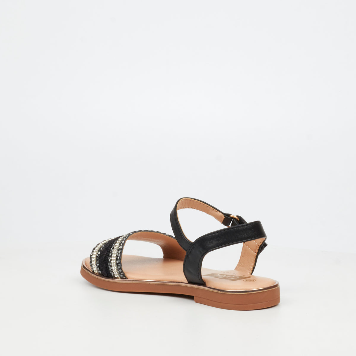 Little Miss Black Heavenly 3 Flat Sandal - Black