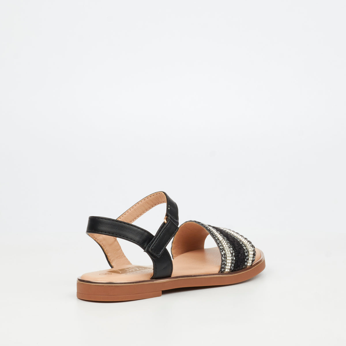 Little Miss Black Heavenly 3 Flat Sandal - Black