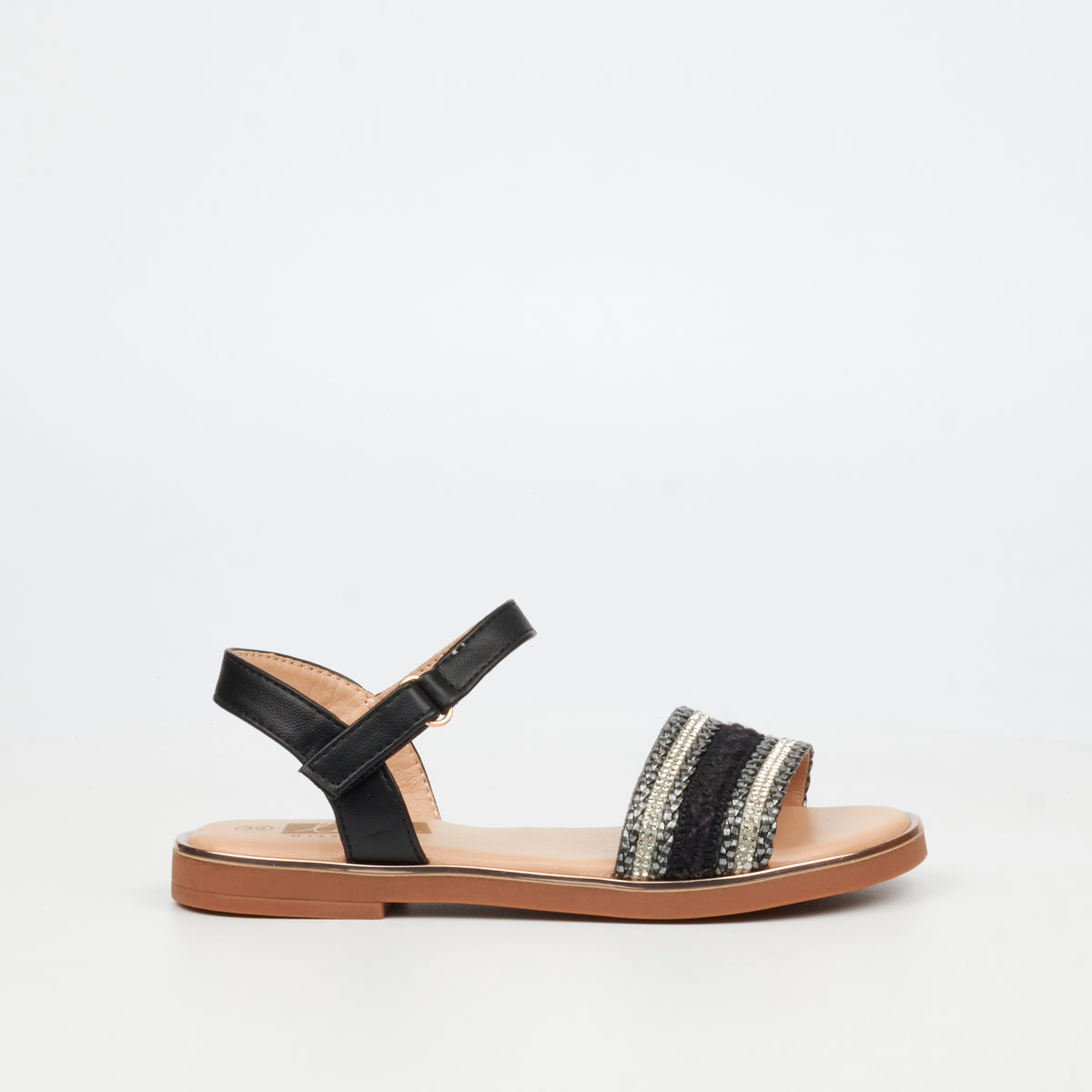 Little Miss Black Heavenly 3 Flat Sandal - Black