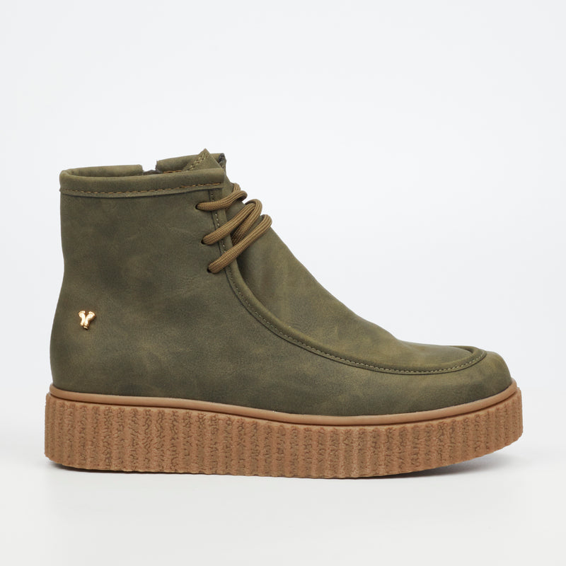 Butterfly Feet Hollis 1 Ankle Boot - Olive footwear Butterfly Feet