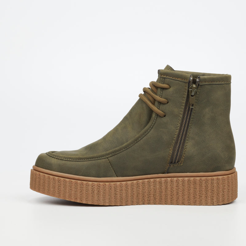 Butterfly Feet Hollis 1 Ankle Boot - Olive footwear Butterfly Feet