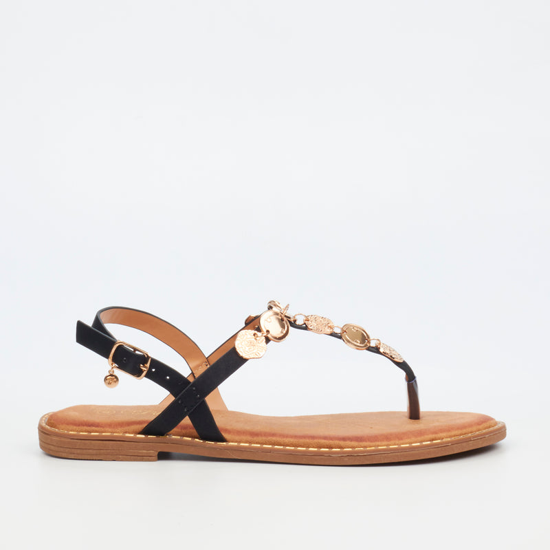 Miss Black Honor 1 Flat Sandal - Black footwear Miss Black   