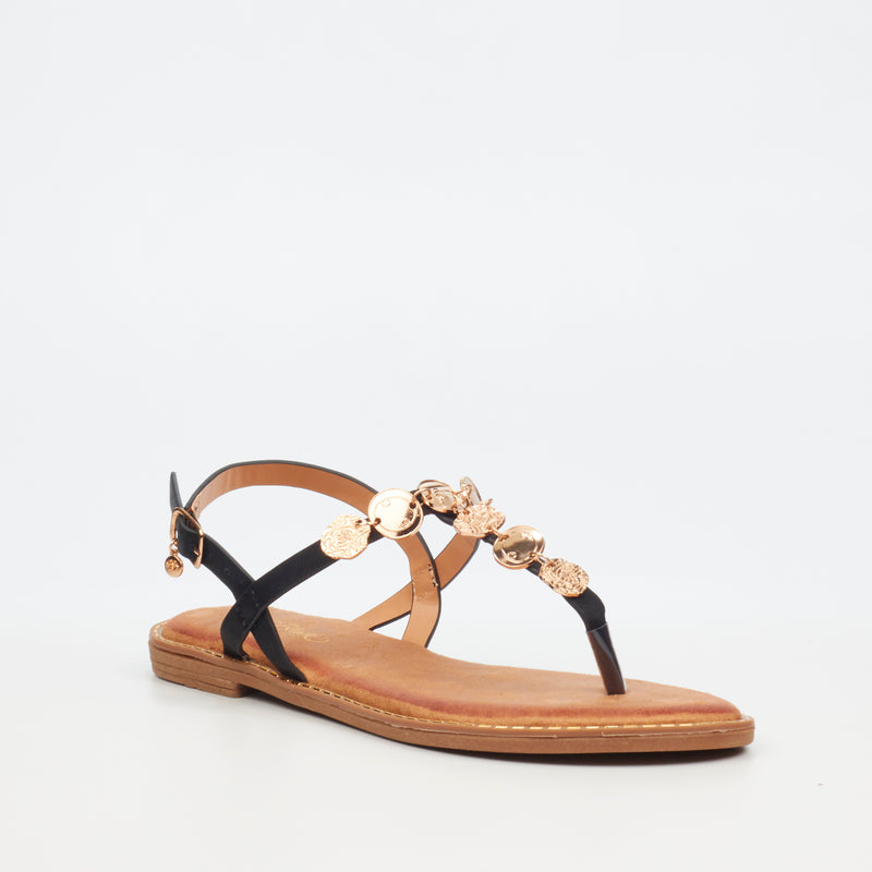 Miss Black Honor 1 Flat Sandal - Black footwear Miss Black   