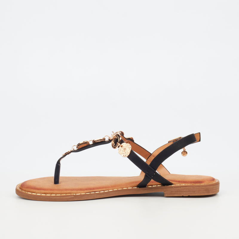 Miss Black Honor 1 Flat Sandal - Black footwear Miss Black   