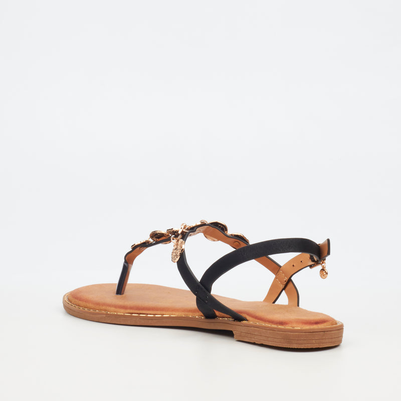 Miss Black Honor 1 Flat Sandal - Black footwear Miss Black   