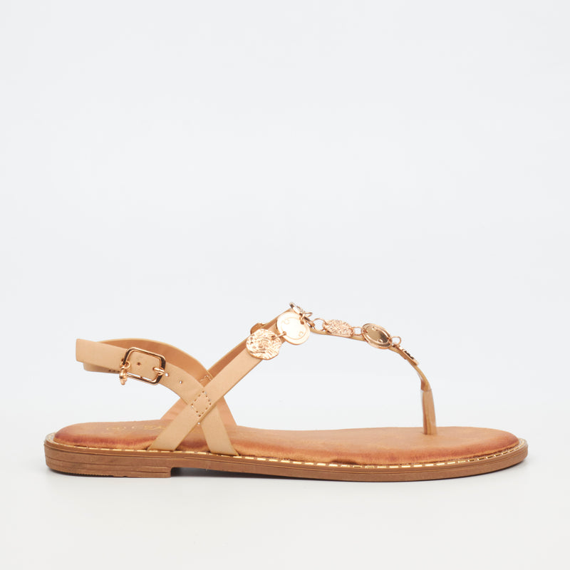 Miss Black Honor 1 Flat Sandal - Nude footwear Miss Black   