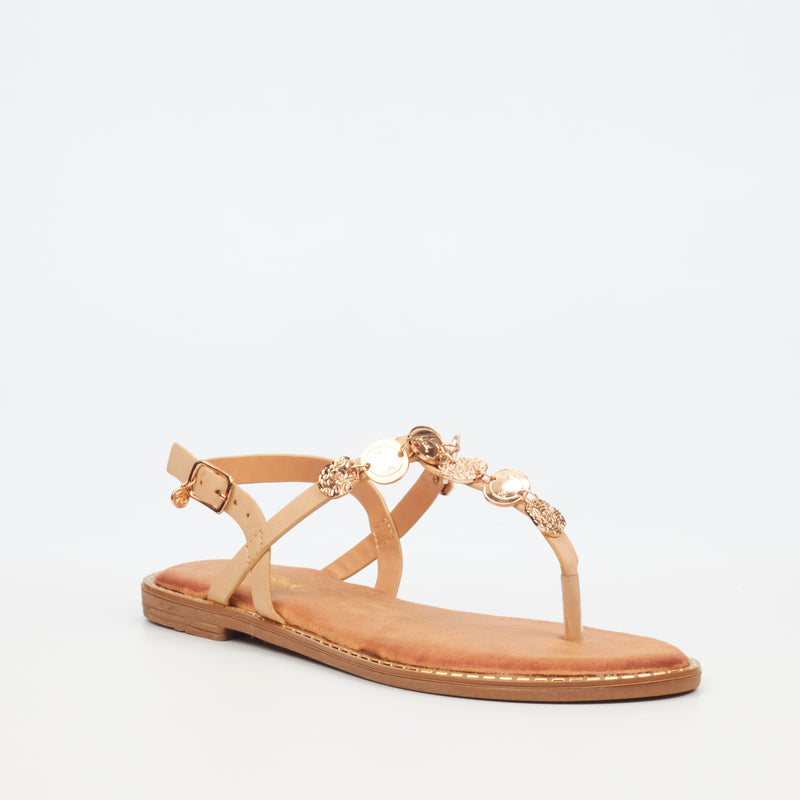 Miss Black Honor 1 Flat Sandal - Nude footwear Miss Black   