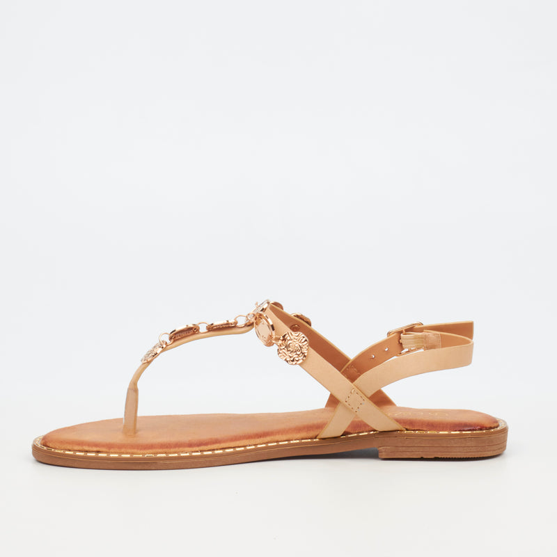 Miss Black Honor 1 Flat Sandal - Nude footwear Miss Black   