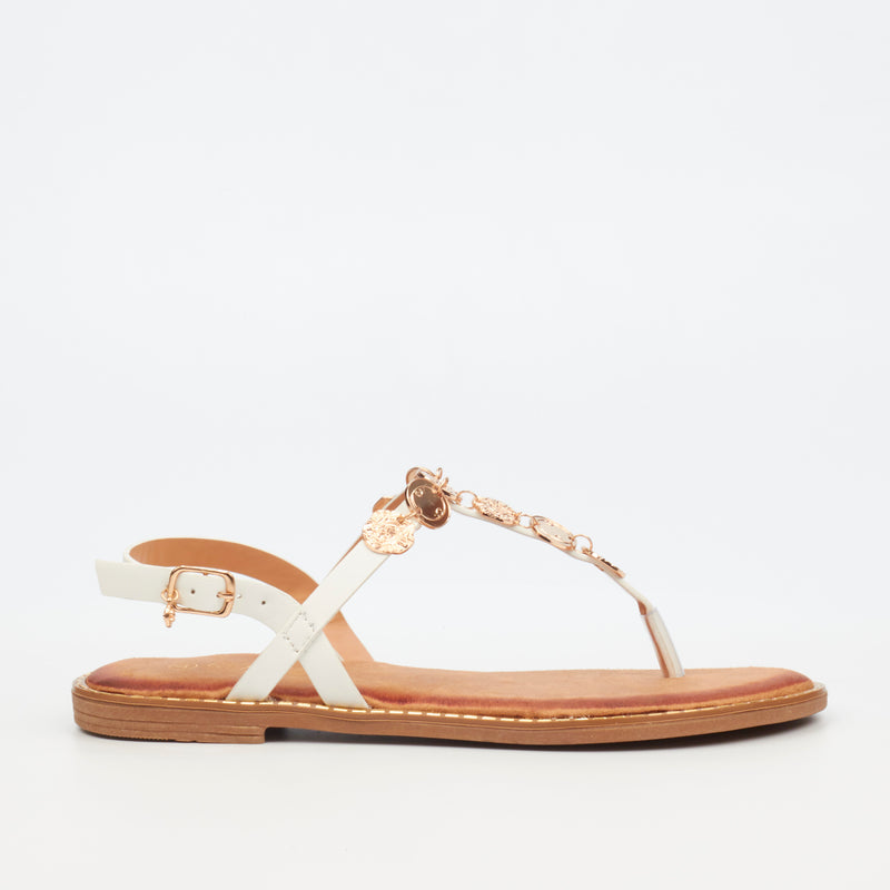 Miss Black Honor 1 Flat Sandal - White footwear Miss Black   