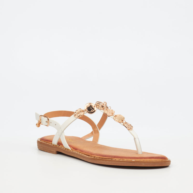 Miss Black Honor 1 Flat Sandal - White footwear Miss Black   