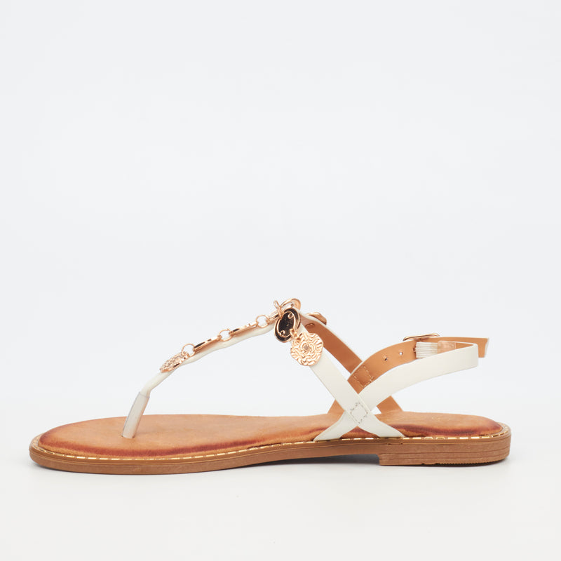 Miss Black Honor 1 Flat Sandal - White footwear Miss Black   