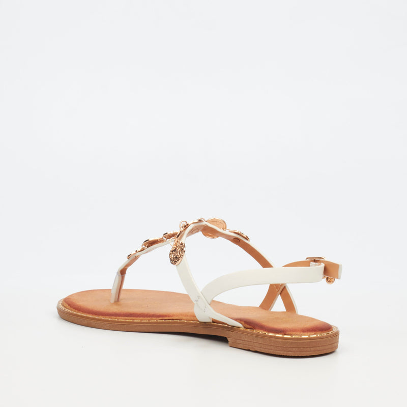 Miss Black Honor 1 Flat Sandal - White footwear Miss Black   