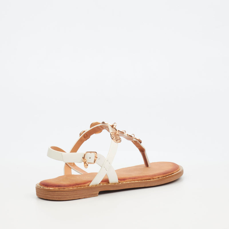 Miss Black Honor 1 Flat Sandal - White footwear Miss Black   