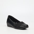 Butterfly Classics Isabella 1 Faux Leather Low Wedge - Black footwear Butterfly Classics