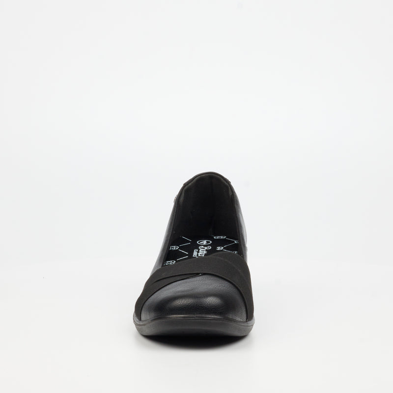 Butterfly Classics Isabella 1 Faux Leather Low Wedge - Black footwear Butterfly Classics