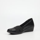 Butterfly Classics Isabella 1 Faux Leather Low Wedge - Black footwear Butterfly Classics