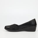 Butterfly Classics Isabella 1 Faux Leather Low Wedge - Black footwear Butterfly Classics