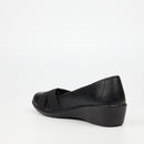 Butterfly Classics Isabella 1 Faux Leather Low Wedge - Black footwear Butterfly Classics