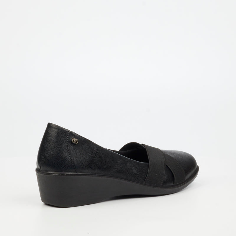 Butterfly Classics Isabella 1 Faux Leather Low Wedge - Black footwear Butterfly Classics