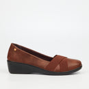 Butterfly Classics Isabella 1 Faux Leather Low Wedge - Chocolate footwear Butterfly Classics